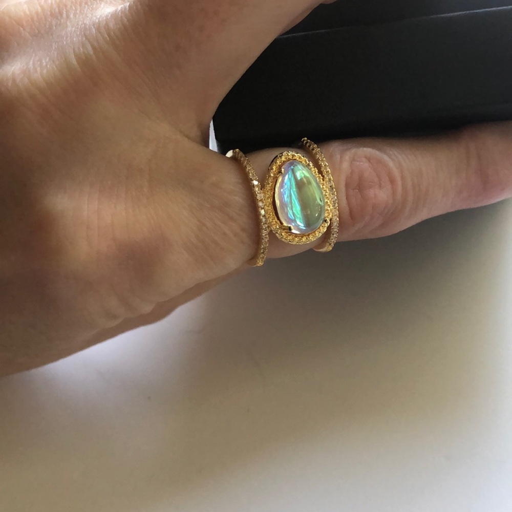 Moonstone statement ring, size 6 1/2